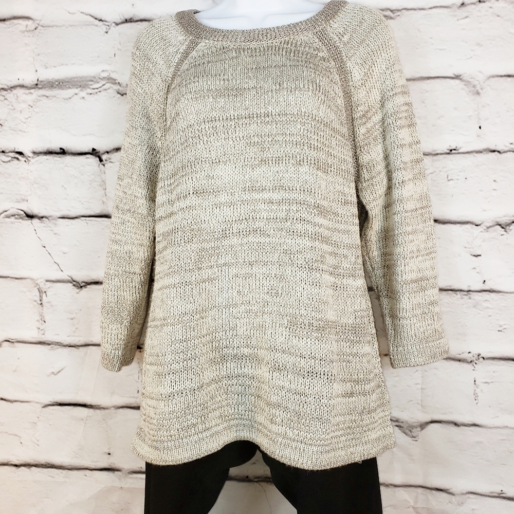 The Limited Gray Metallic Crew Neck Sweater Sz L